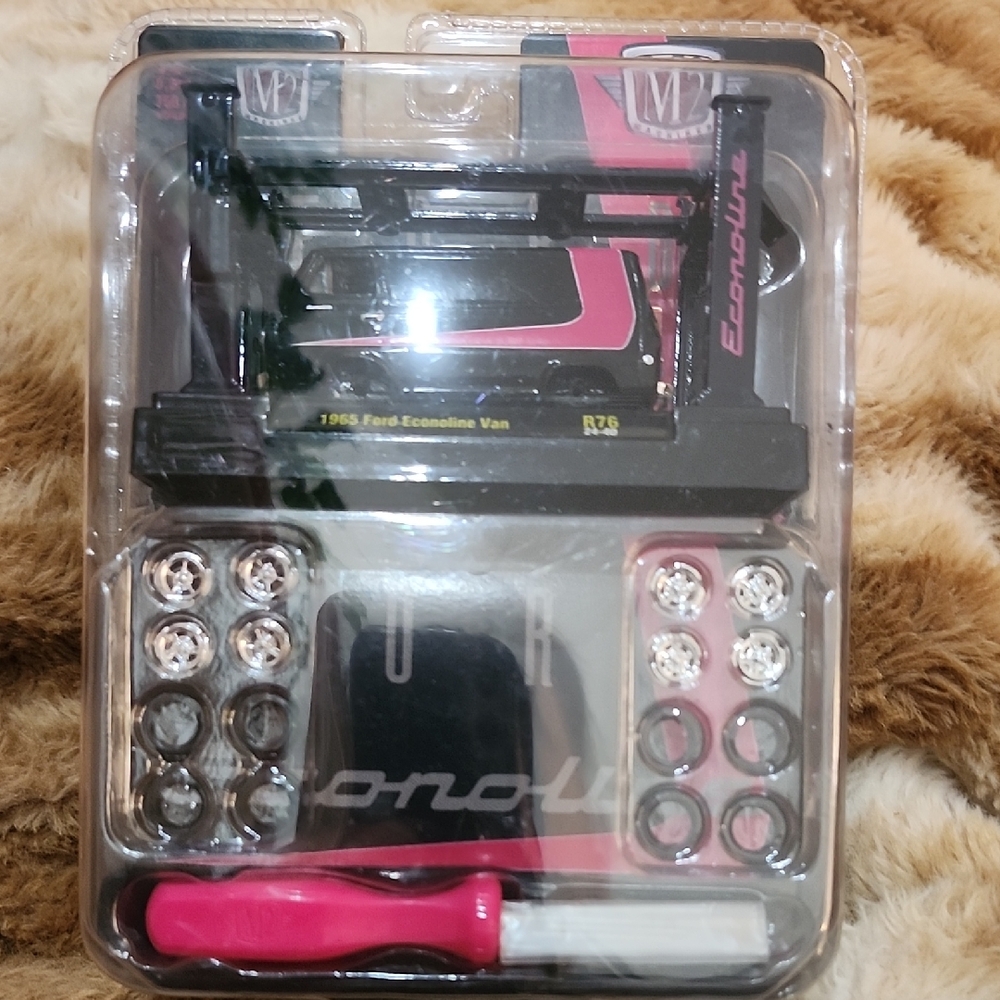 Miniature Ford Econoline Van Model - Pink and Black